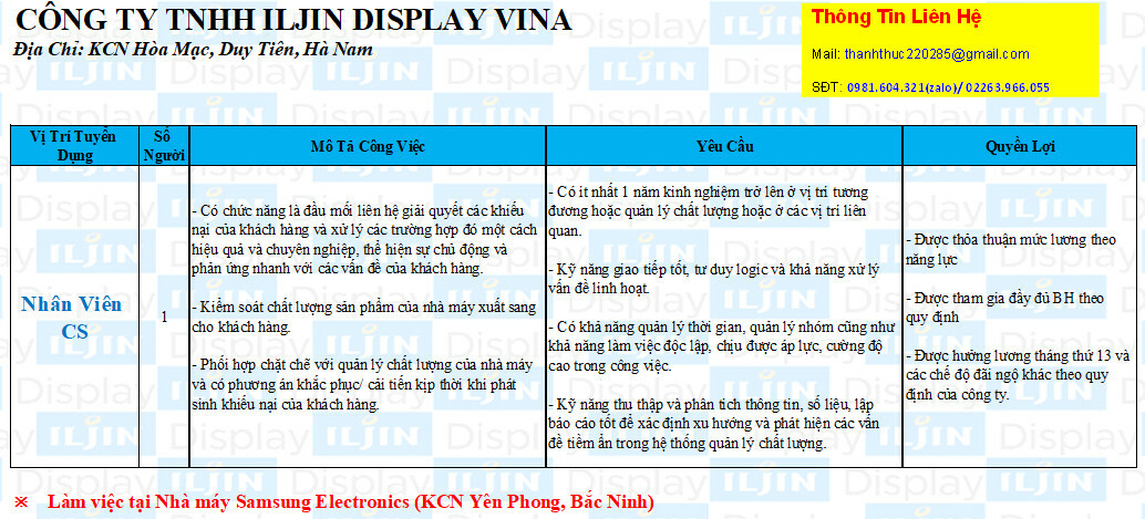 ILJIN DISPLAY VINA 4