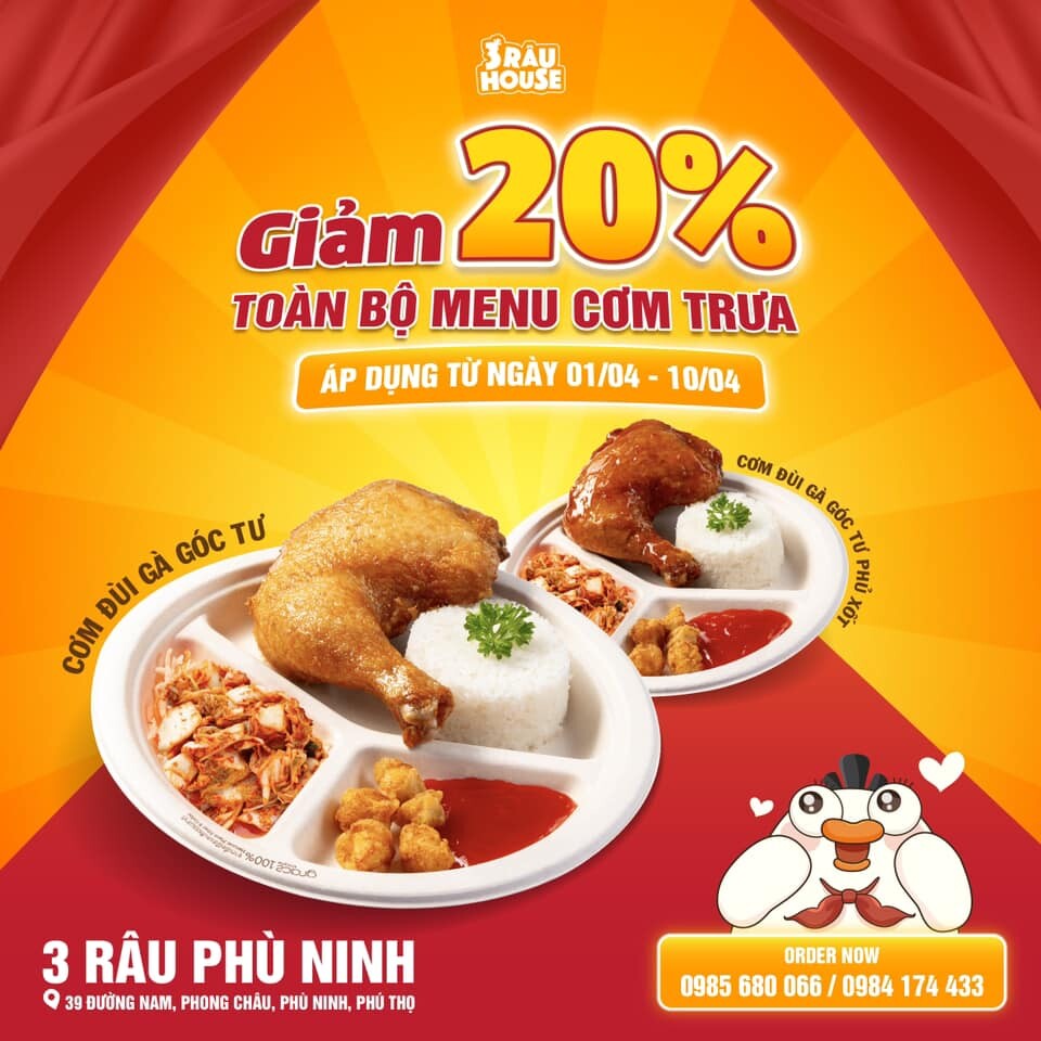 GÀ RÁN PIZZA TRÀ SỮA 3 RÂU 1