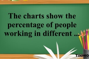The charts show the percentage of people working in different sectors in town A and B in two years, 1960 and 2010 | Đề thi IELTS Writing Task 1 (2025)